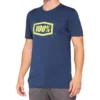 100% Cropped Tech Tee - Functioneel T-shirt - Navy - Blauw/Geel