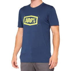 100% Cropped Tech Tee - Functioneel T-shirt - Navy - Blauw/Geel