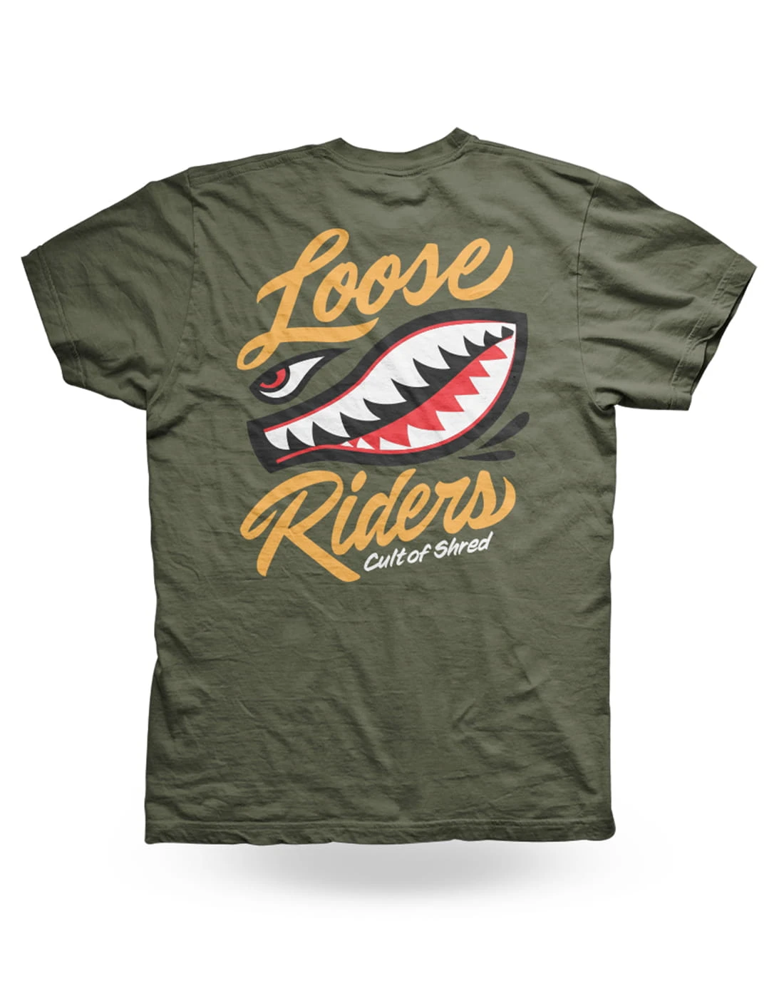 LOOSE RIDERS Heren T-shirts - Airshark Olive 2 LOOSE RIDERS Heren T-shirts - Airshark Olive - Afbeelding 2