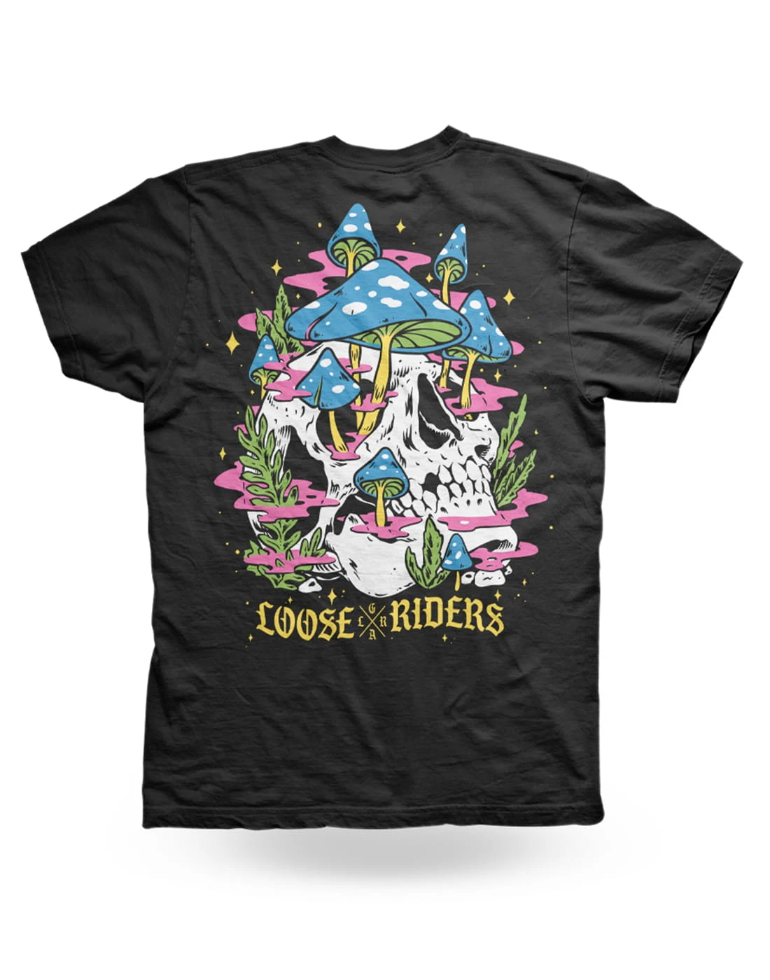 LOOSE RIDERS Heren T-shirts - Shroom Skull Zwart 2 LOOSE RIDERS Heren T-shirts - Shroom Skull Zwart - Afbeelding 2