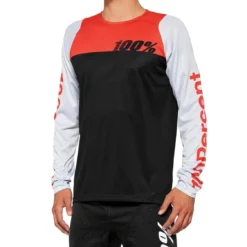 100% R-Core Long Sleeve Jersey - Zwart/Racer Rood