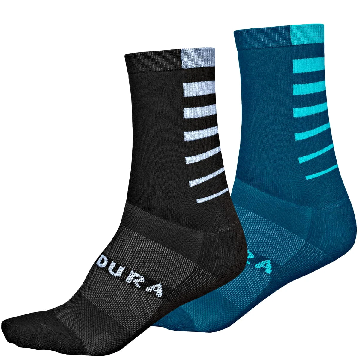 Endura CoolMax Race Stripe Sokken - Zwart/Blauw 1 Endura CoolMax Race Stripe Sokken - Zwart/Blauw