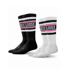 LOOSE RIDERS Katoenen Sok Roze 2 Pak - Zwart/wit/roze